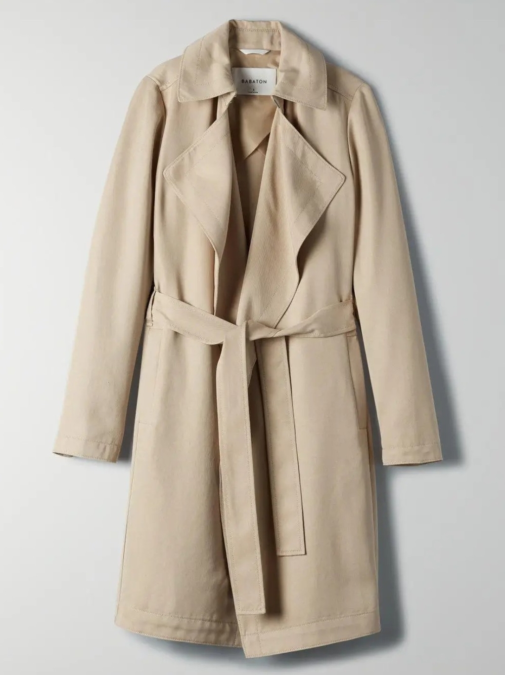 Babaton Beige Trench Coat with Waist Tie